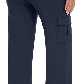 Yoga Cargo Pants Women Wide Leg Pants with Pockets High Waist Stretch Dress Casual Business Work Travel Pants