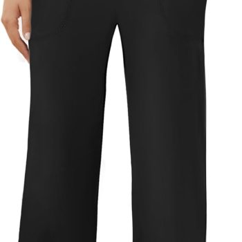 Womens Wide Leg Yoga Pants Crossover Work Dress Pants Lounge Sweatpants Casual Trousers with Pockets