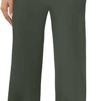 Womens Wide Leg Yoga Pants Crossover Work Dress Pants Lounge Sweatpants Casual Trousers with Pockets