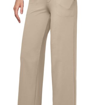 Women's Yoga Pants Wide Leg Dress Work Pants Stretch Casual Pants Slacks with Pockets High Waist 28" 30" 32"