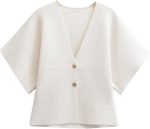 Womens Oversized Cardigans Short Sleeve Lightweight Button V Neck Casual Knit Sweater Outerwear