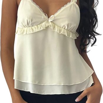 Cropped Silk Camisole — Deep V-Neck & Open-Back Design | Sexy Sleeveless Top | Satin Fabric