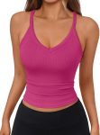 Ribbed Racerback Tank — Stretchy V-Neck | Athleisure Style | Cropped Summer Camisole