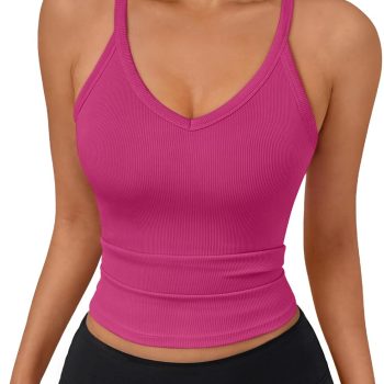 Ribbed Racerback Tank — Stretchy V-Neck | Athleisure Style | Cropped Summer Camisole