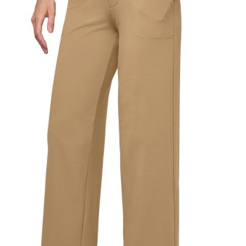 Women's Yoga Pants Wide Leg Dress Work Pants Stretch Casual Pants Slacks with Pockets High Waist 28" 30" 32"