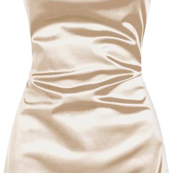 Women Satin Sleeveless Spaghetti Strap Mini Dress Sexy Slip Cowl Neck Silky Cocktail Party Dresses