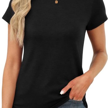 Women Short Sleeve Tops Summer T Shirts Round Neck Cal Fashion Basic Tee