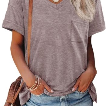 Women T Shirts  Short Sleeve V-Neck Shirts Cute Fit Summer Casual Tee Tops S-3XL Beach