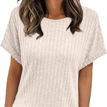 Women Shirts Summer Sweaters Regular Fit Short Sleeve Tunic Tops  Dressy Casual Business Blouses