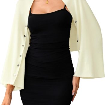 Women's Open Front Shurg Sweaters Lightweight Cropped Cardigan Elegant Shawl and Wrap Knit Bolero