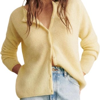 Women Knit Cardigans Lightweight Casual Crew Neck Button Down Long Sleeve Sweater Jumper Layer Top