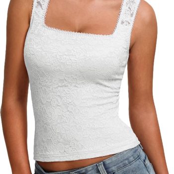 Square-Neck Double-Layer Lace Camisole — Slim-Fit Sleeveless Style | Wear Solo or Layer | Summer Wardrobe Essential