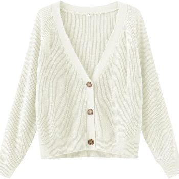 Women's Long Sleeve Knit Sweater Open Front Cardigan Button Loose Outerwear