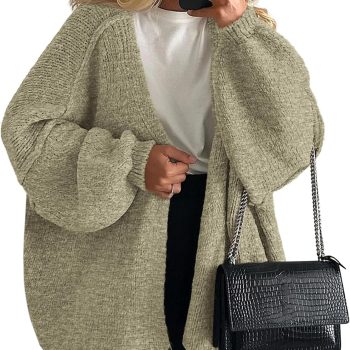 Womens Oversized Cardigan Sweaters  Fall Long Lantern Sleeve Knit Open Front Lightweight Sweater