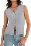 Womens Sweater Vest  Summer Trendy Sleeveless Knit Button Down Tank Tops Casual Cardigan